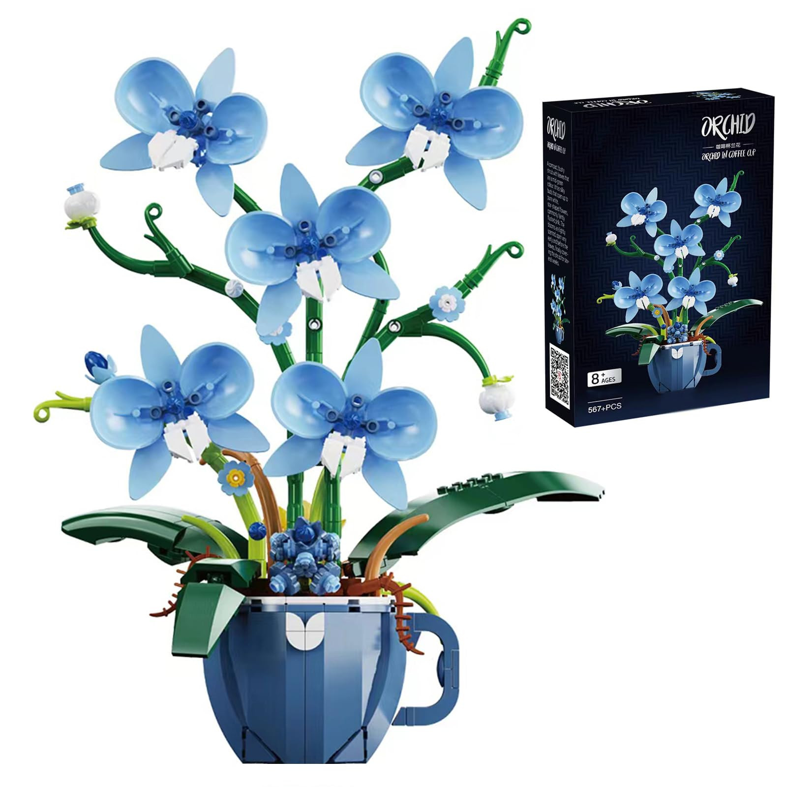 Blue Orchid Flower Building Set for Adults, Coffee Cup Orchid Botanical Collection Plant Building... | Amazon (US)