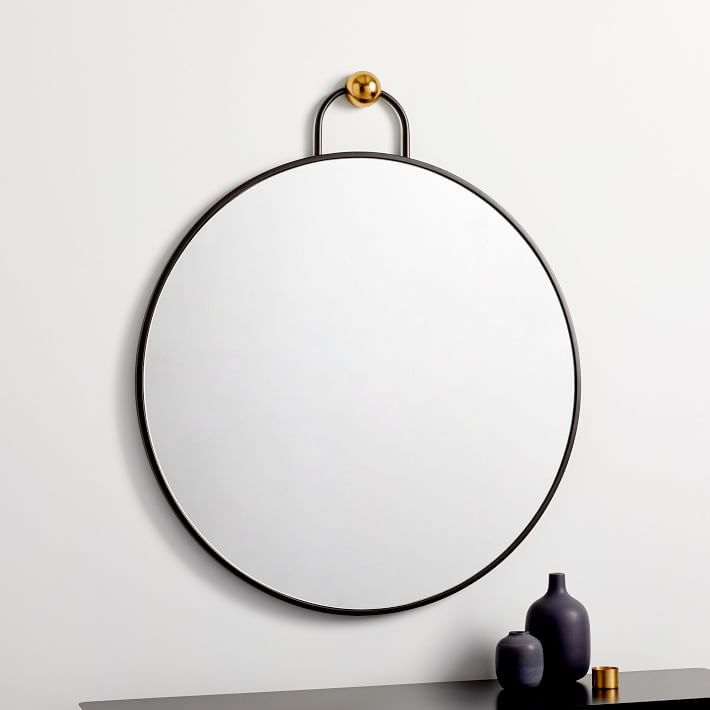 Geometric Hook Round Wall Mirror - 30&quot; | West Elm (US)