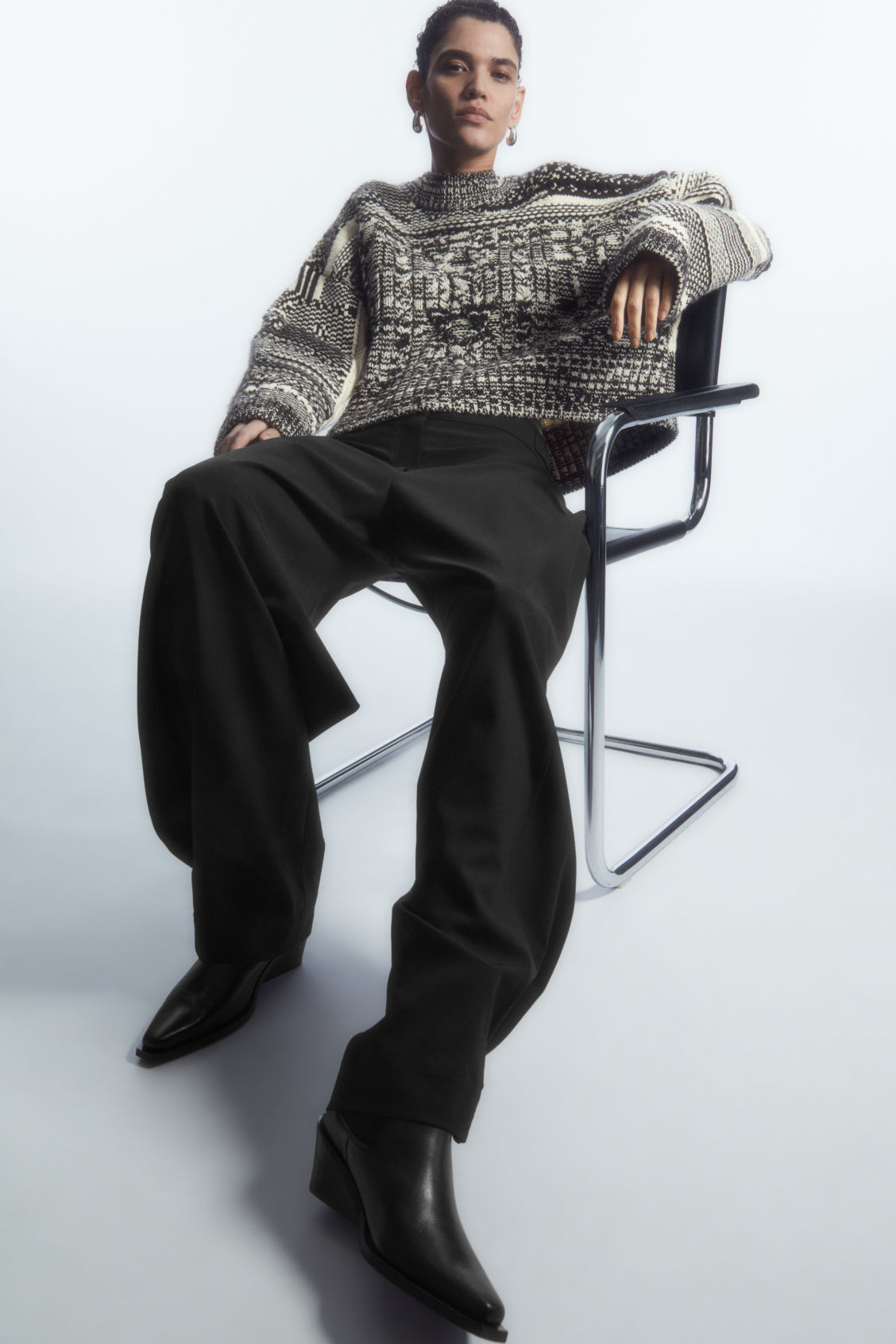 FAIR ISLE WOOL AND CASHMERE JUMPER - BLACK / WHITE - COS | COS UK