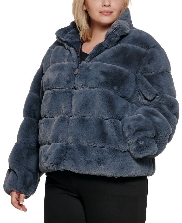 Calvin Klein Plus Size Faux-Fur Coat & Reviews - Coats & Jackets  - Plus Sizes - Macy's | Macys (US)