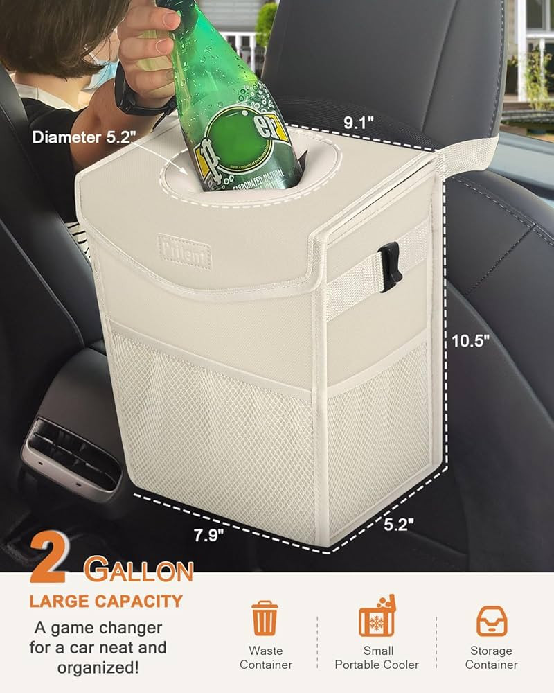 Car Trash Can with Lid, Cute Leakproof Car Trash Garbage Bag Hanging Vehicle Trash Bin Small Port... | Amazon (US)