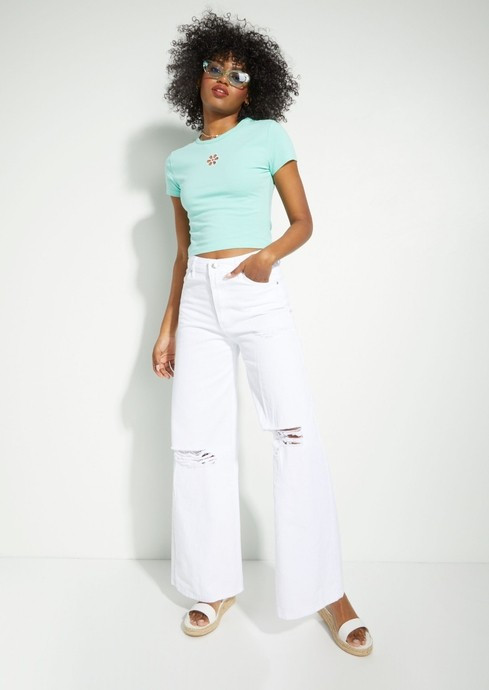 White High Rise Ripped Ultra Wide Leg Jeans-- Online Exclusive -- | rue21
