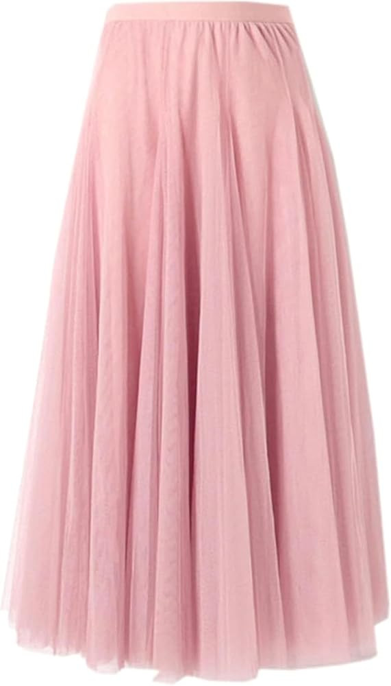 SANGTREE Women's Long Tulle Skirts Elastic High Waist A-Line Layered Tutu Mesh Flowy Skirt Ankle ... | Amazon (US)