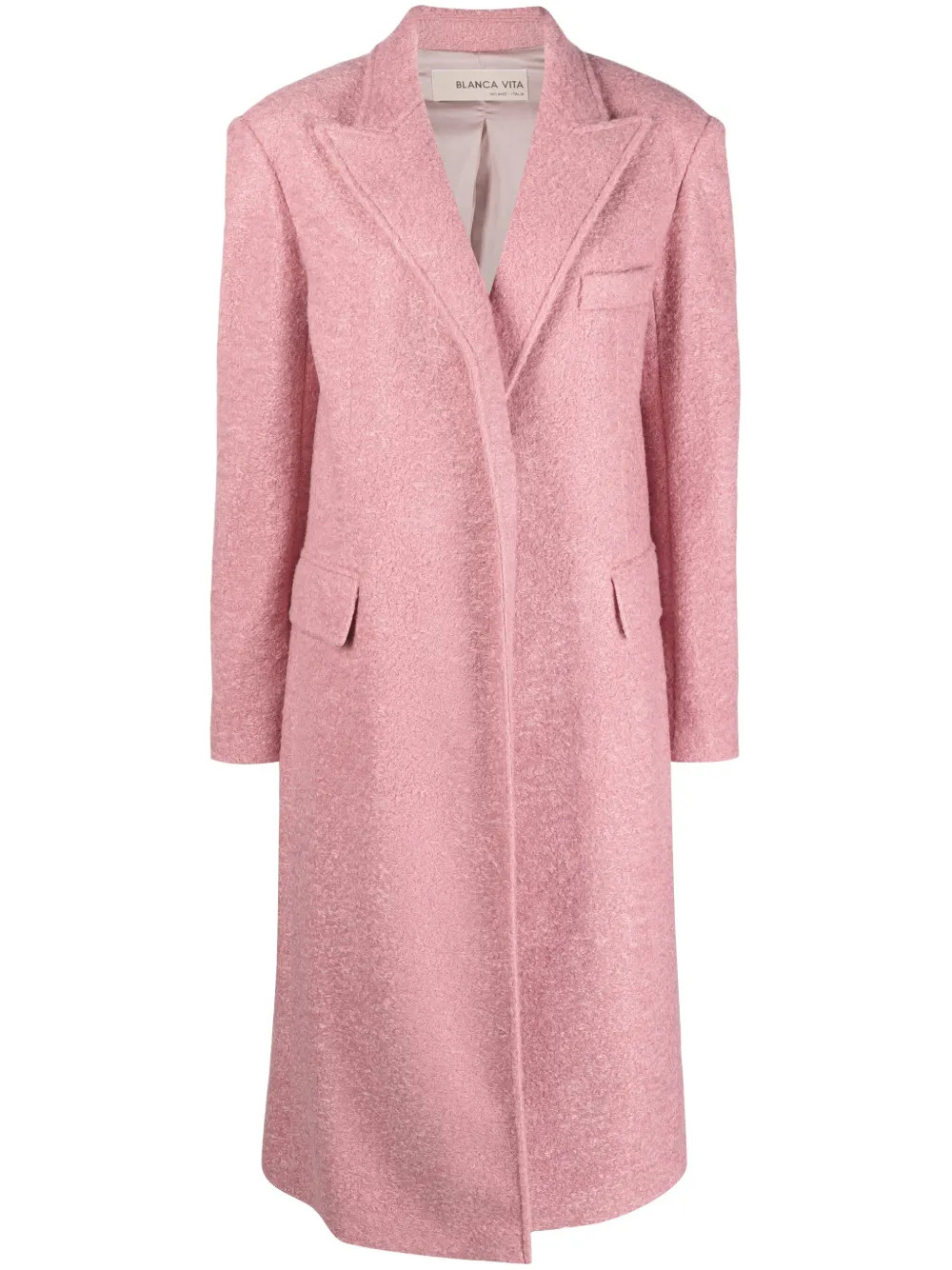 Blanca Vita Camelia Felted Long Coat  | Pink | FARFETCH AU | Farfetch Global