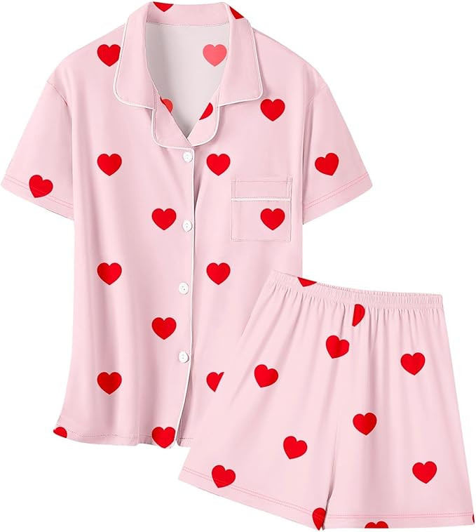 Umeyda Girls 2 Pieces Pajamas Sets Modal Sleepwear Button Down Short Sleeve Pjs Outfits | Amazon (US)