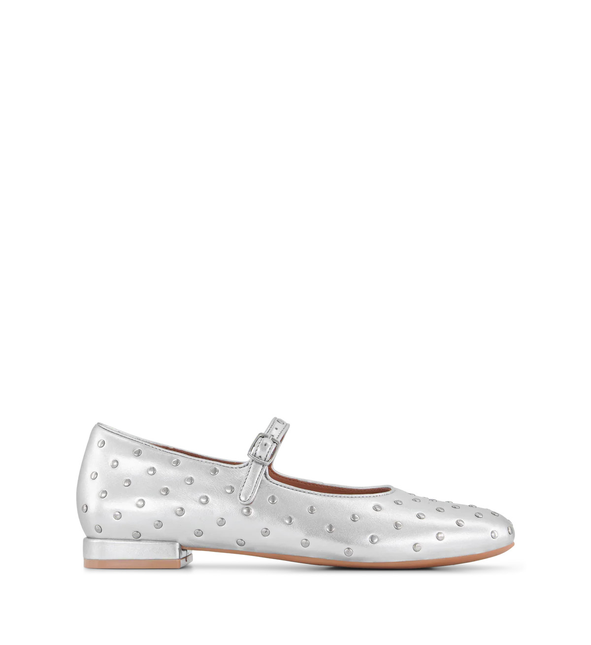 Whydah Silver Leather & Hardware Ballet Flats | Bared Footwear | Bared Footwear