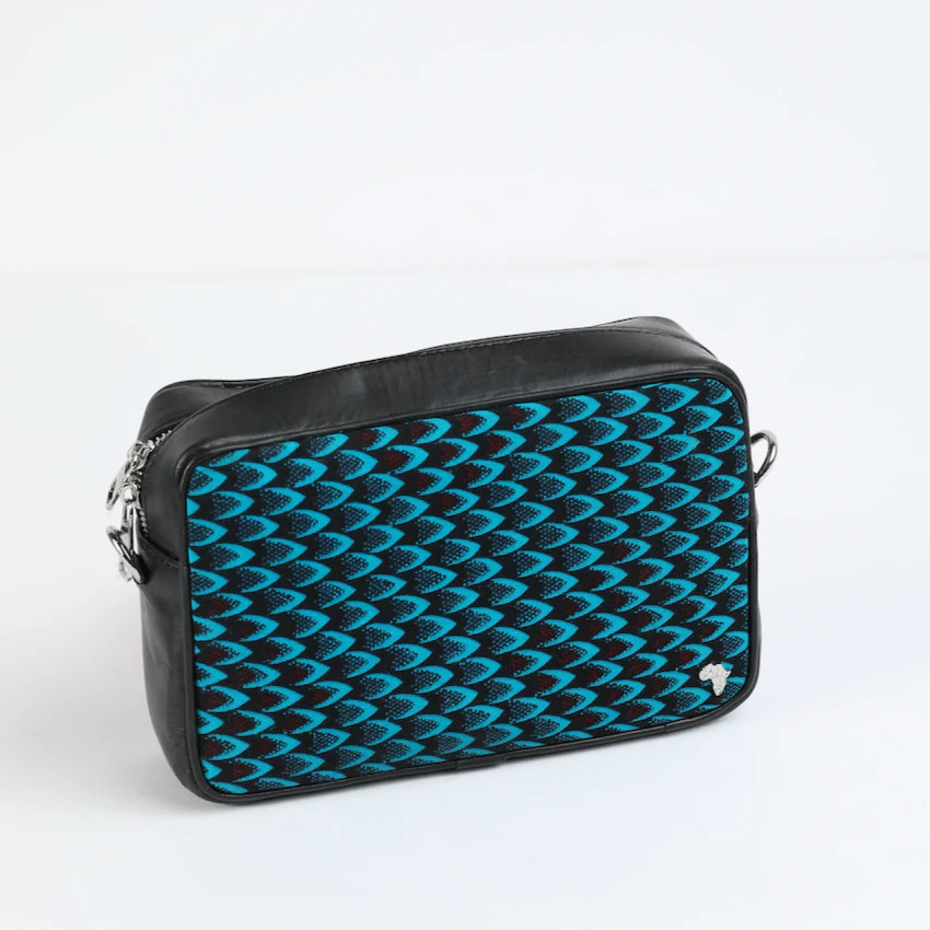 Chidi 23 | Turquoise Fishscale | Unisex Ankara Camera Bag | Maryland Adure