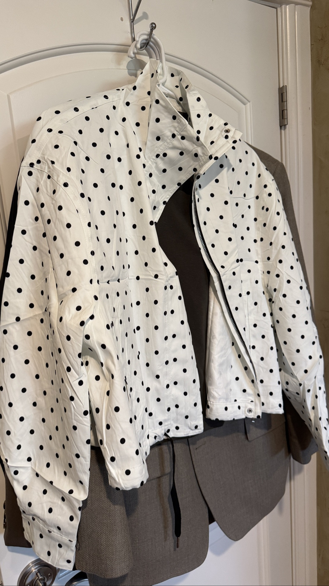 If happy was a windbreaker. 👉🏻     Outfit forecast: 100% chance of polkadots. 🖤

#LTKOver40 #LTKU #LTKootd