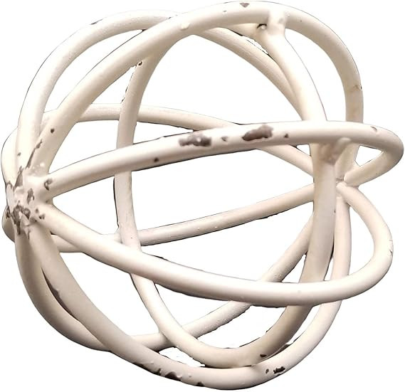 PD Home & Garden White Bar Metal Sphere Rustic Distressed 4 inch Diameter | Amazon (US)