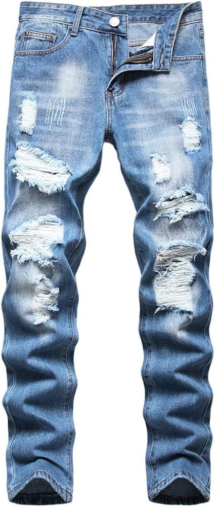 AITITIA Men's Ripped Regular Fit Jeans | Amazon (US)