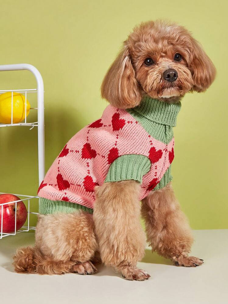 Valentine's Day 1pc Heart Pattern Pet Sweater For Dog And Cat For Spring | SHEIN