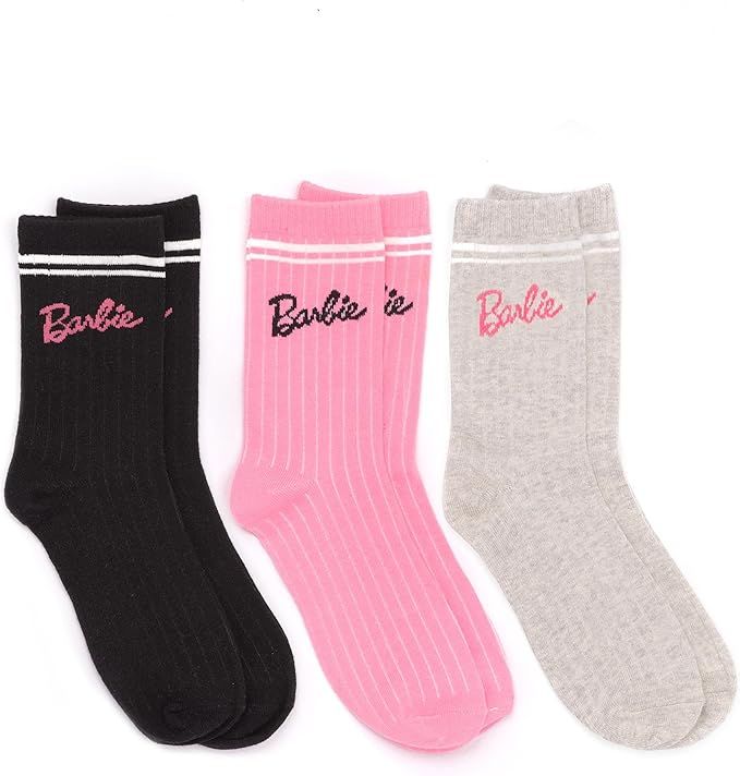 Barbie Socks 3 Pack Womens Ladies Pink Grey Black Doll Clothes 6.5 US-9.5 US | Amazon (US)