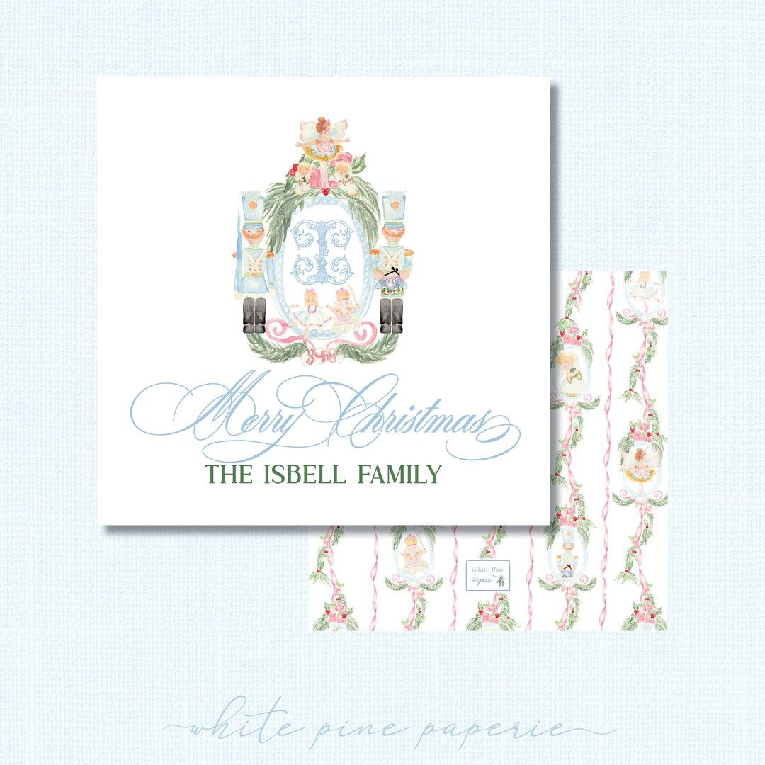 Clara's Dream Nutcracker Monogrammed Crest Watercolor Christmas Gift Tag PRINTED - Etsy | Etsy (US)