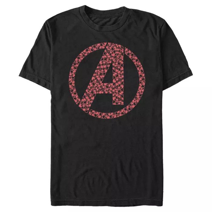 Men's Marvel Avengers Valentine's Small Hearts Logo T-Shirt | Target