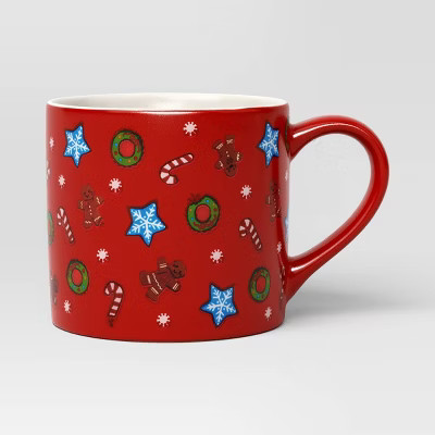 15.5oz Stoneware Christmas Holiday Print/Peppermint Mug - Wondershop™ | Target