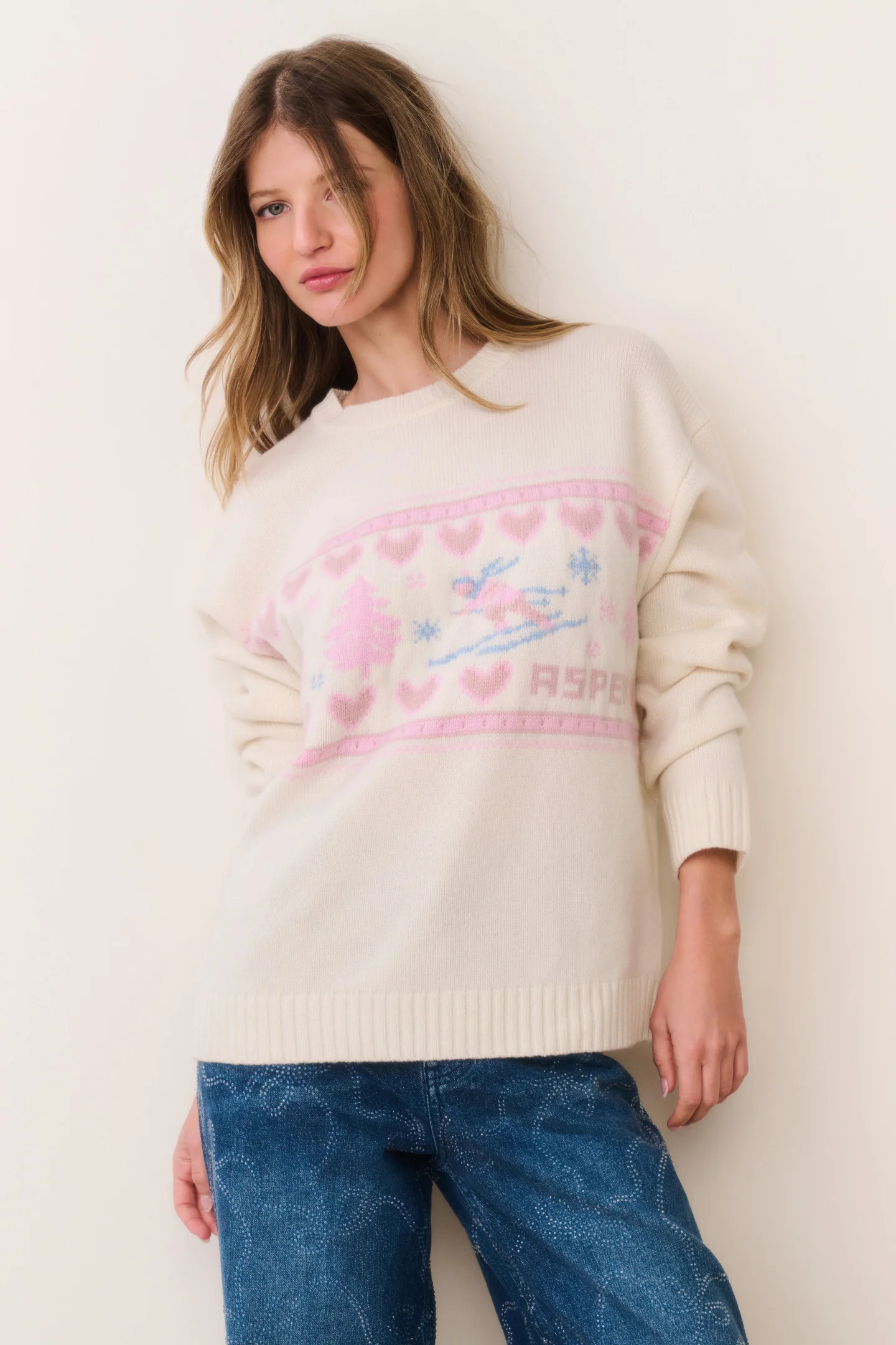 Francie Wool Jacquard Pullover - APRES IVORY / L | LoveShackFancy