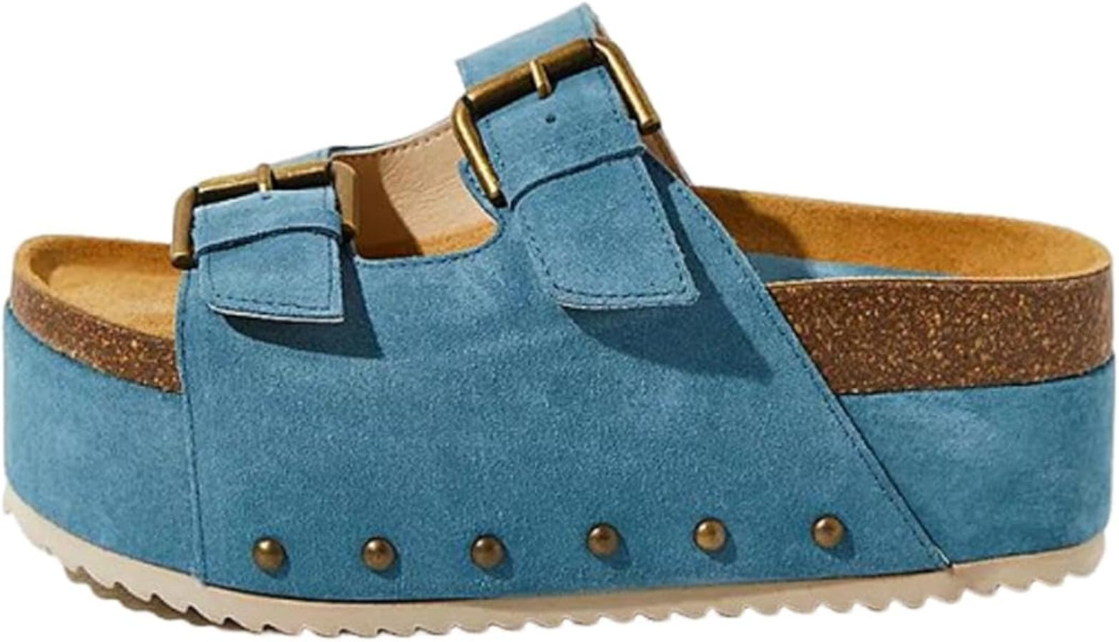 Platform Slippers for Women Suede Fuzzy Slippers Sandals Slip on Indoor/Outdoor Scuff Slipper Stu... | Amazon (US)