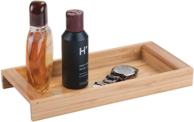 iDesign Formbu Bamboo Vanity Storage Tank Top Tray Organizer for Makeup Brushes, Tissues, Candles... | Amazon (US)