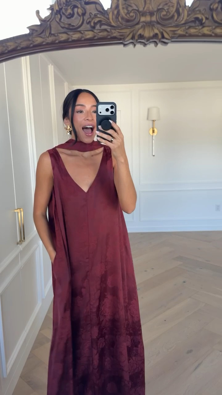 25% off Fall wedding guest dress with code NENA 🍂 This wedding guest dress is so elegant and unique!! The scarf is detachable or you can wear it as a belt for a cinched waist look - bump-friendly and postpartum approved! Wearing size S maxi dress

#LTKSaleAlert #LTKSeasonal #LTKWedding