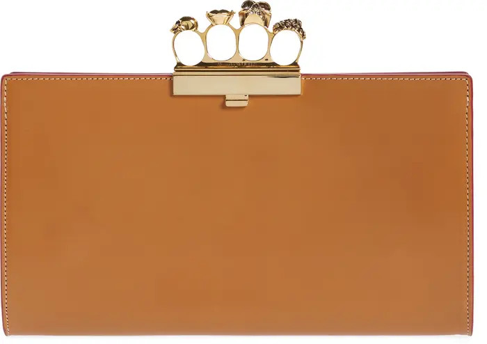 Jeweled Four Ring Leather Flat Pouch Clutch | Nordstrom
