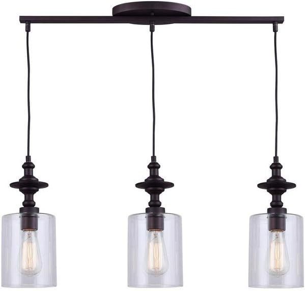 CANARM IPL586A03ORB York 3 Light Cord Pendant with Clear Glass, Oil Rubbed Bronze | Amazon (US)