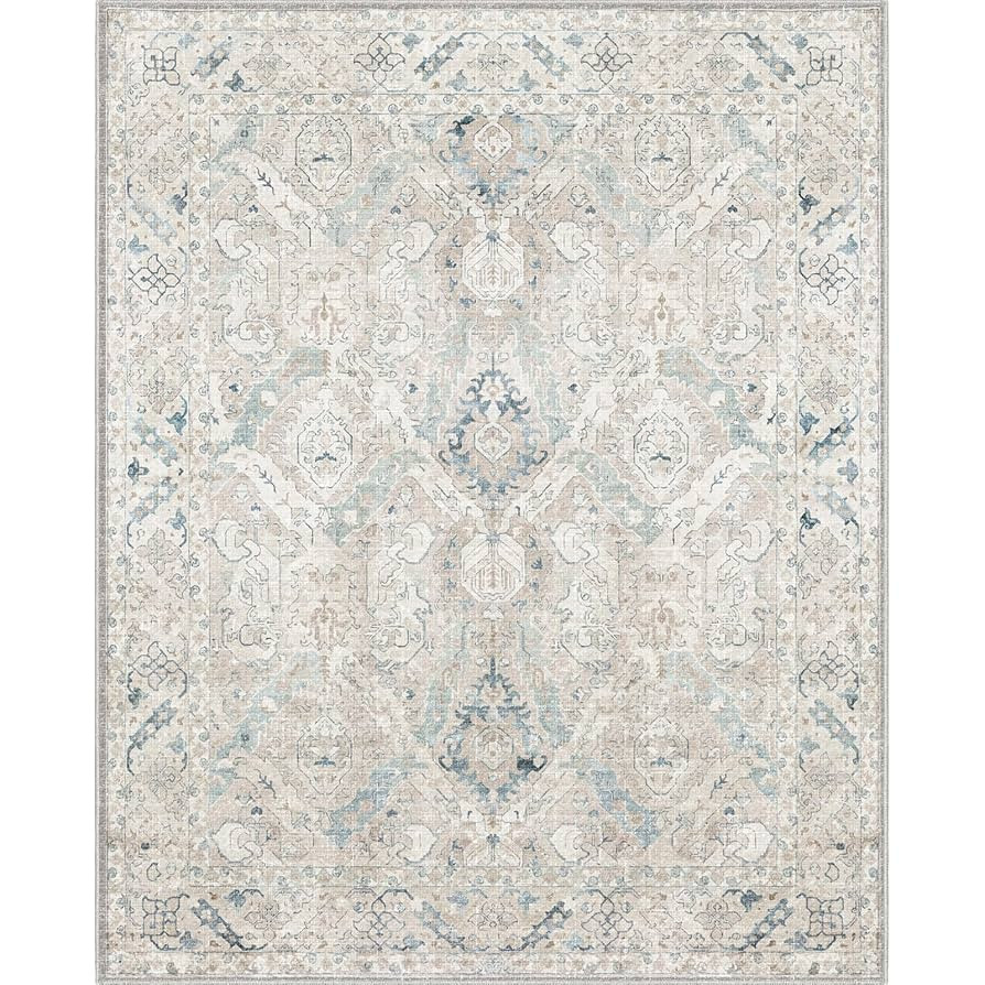8x10 Area Rugs for Living Room, Machine Washable Non Slip Vintage Retro Rugs, Low Pile Lightweigh... | Amazon (US)