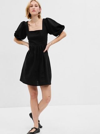 Linen-Blend Puff Sleeve Mini Dress | Gap (US)