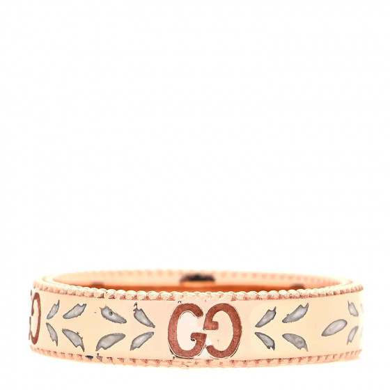 GUCCI 18K Rose Gold Enamel 4mm Icon Blooms Ring 52 6 | Fashionphile