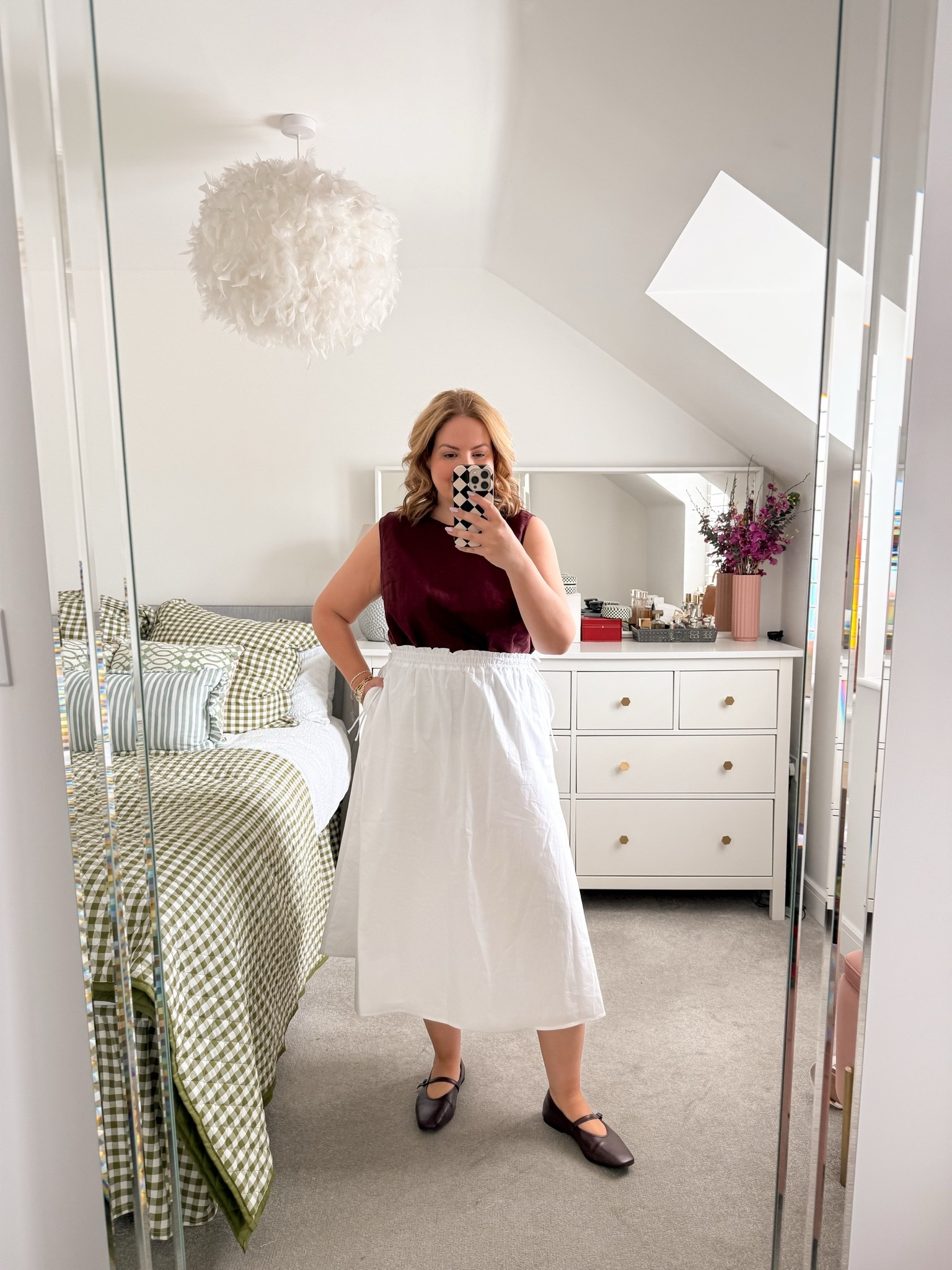 White midi skirt outfit, midsize summer outfit

#LTKuk #LTKmidsize #LTKsummer