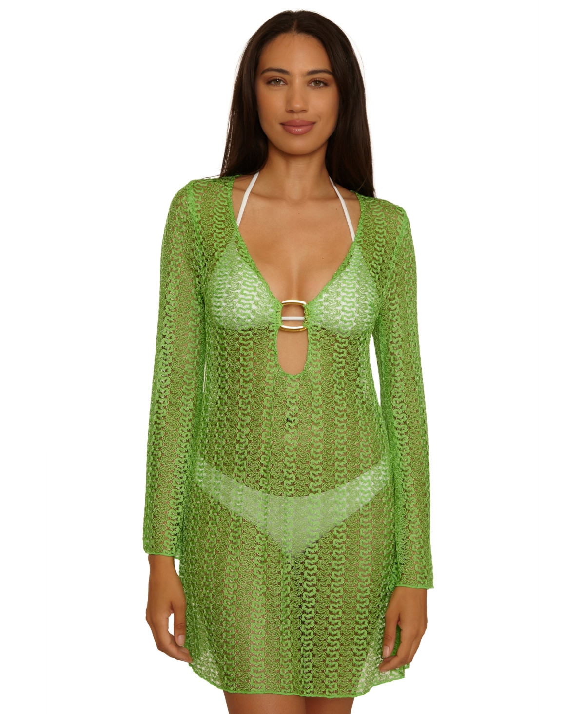 Becca Women's Crocheted Cover-Up Dress - Green Apple | Macy's