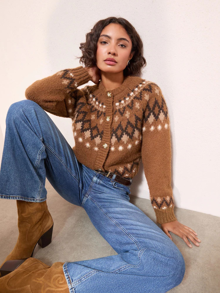 Friends Like These Neutral Fairisle Cardigan | Next EU