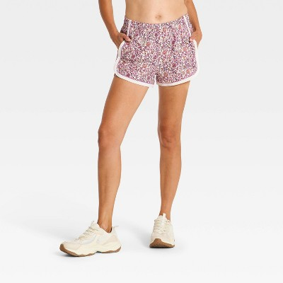 Women's Active Light Mid-Rise Crochet Trim Athletic Shorts 2.5" - All In Motion™ Cream XL | Target