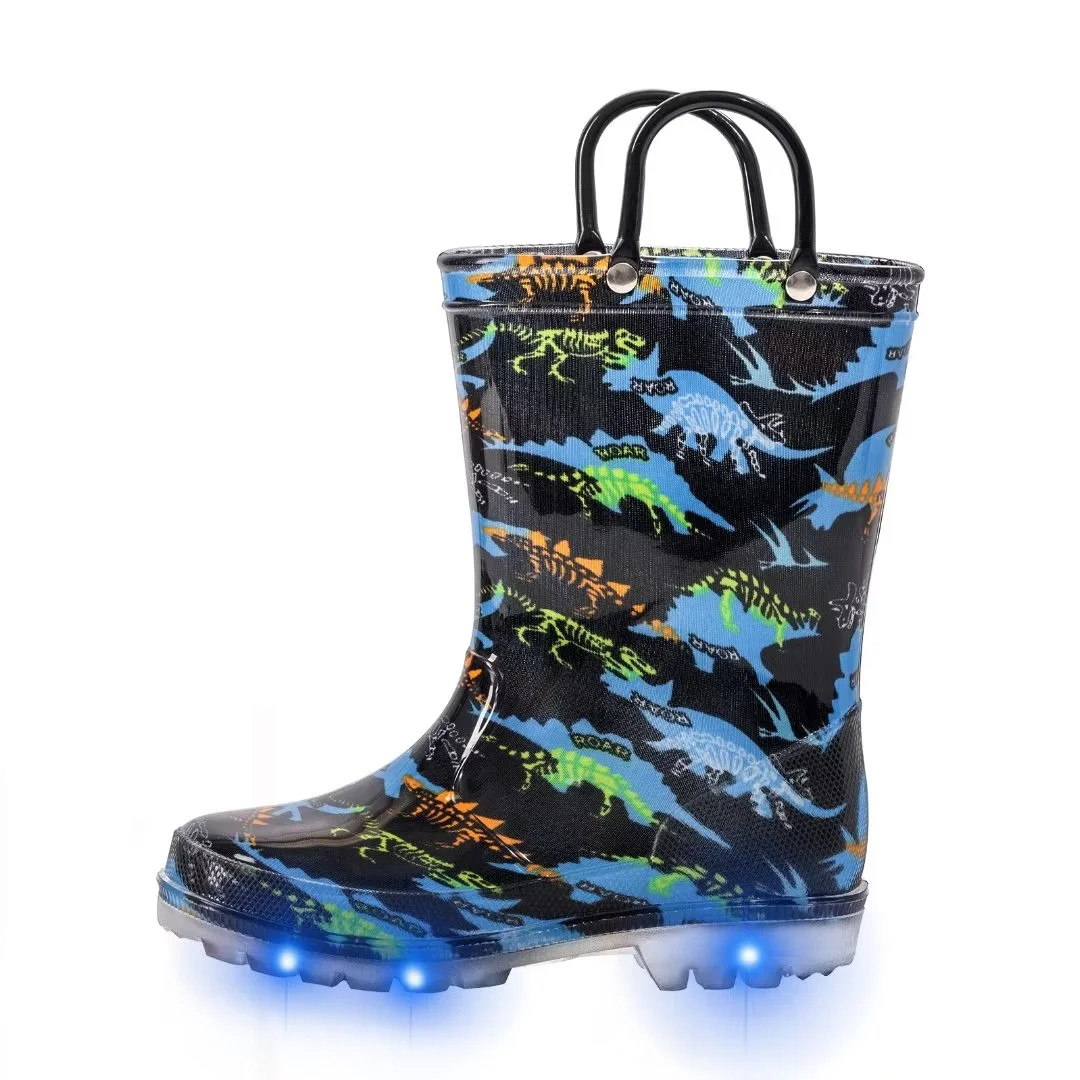 Boys Dinosaur Rain Boots Toddler Kids Light Up Rain Boots Waterproof Rain Shoes Little Kid Size 1... | Walmart (US)