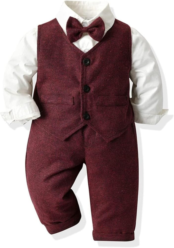 Volunboy Baby Boy Suit Toddler Formal Outfit Kids 3 Piece Vest Gentleman Clothes Long Sleeve Shir... | Amazon (US)