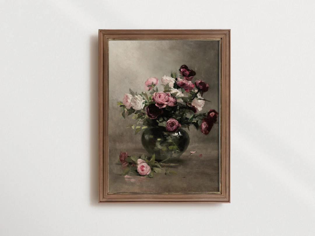 Flowers in Vase Vintage Print | Antique Floral Painting | Still Life Art Print | 19th Century Nat... | Etsy (US)