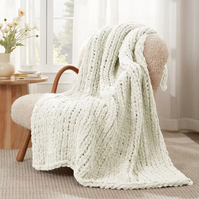 Handmade Chenille Throw Blanket , Chunky Knit Cable Knitted Crochet Blanket-Amelie Home | Target