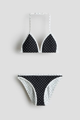 H & M - Printed Triangle Two-Piece Swimsuit - Black | H&M (US + CA)