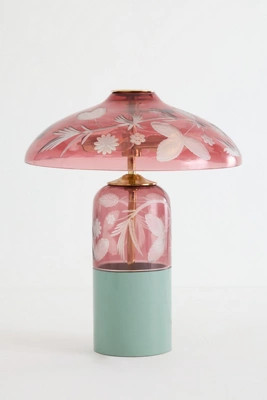 Cyndi Etched Flower Glass Table Lamp | Anthropologie (US)