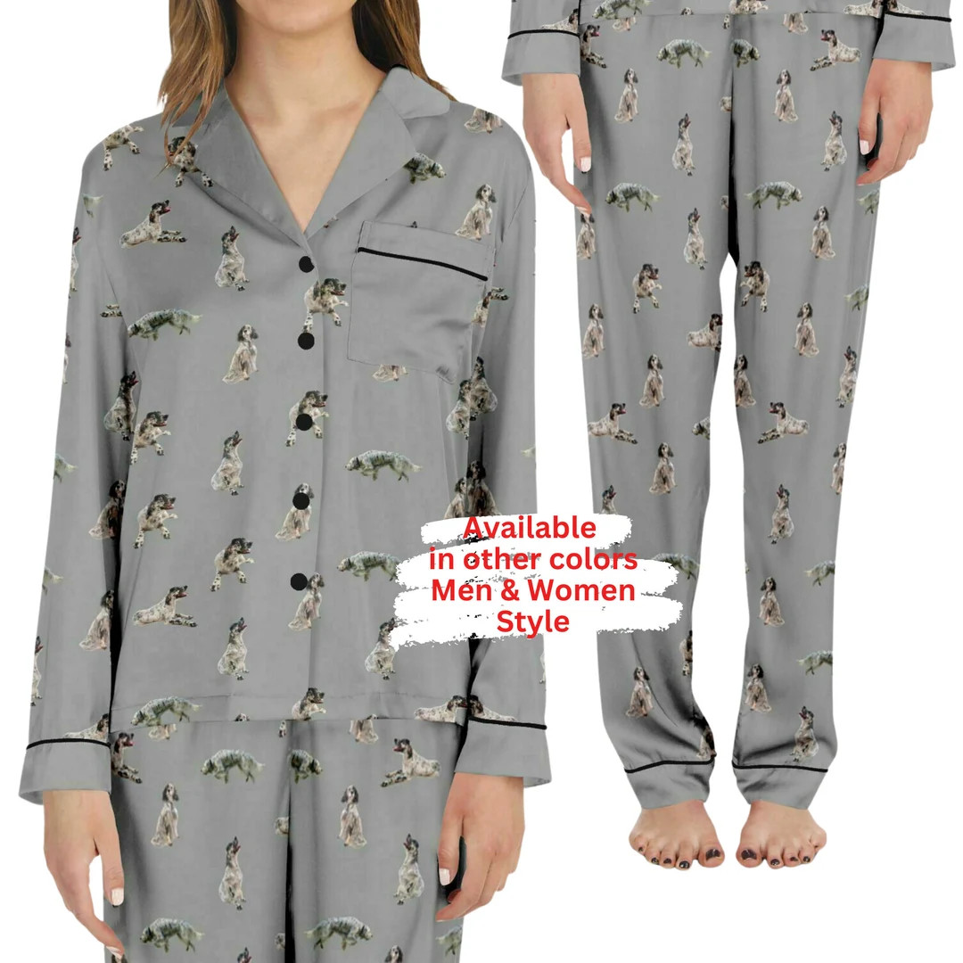 English Setter Dog Pajama Set: Satin Loungewear Sleepwear | Etsy (US)