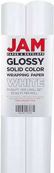 JAM Paper Gift Wrap - Glossy Wrapping Paper - 50 Sq Ft Total (30 in x 10 Ft Each) - White - 2 Rol... | Amazon (US)