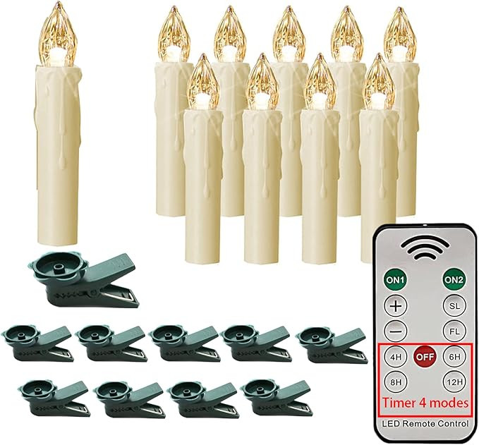 HANNAHONG 10 pcs LED Flamessless Taper Candles with Remote,Small Mini Flickering Wax,Battery Oper... | Amazon (CA)
