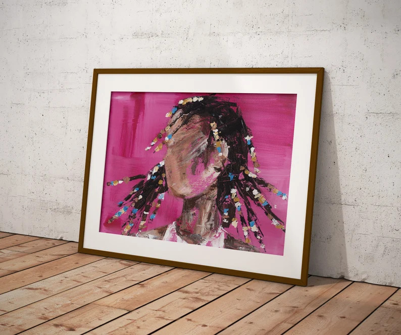 Braids Art Print, Braids Painting, Black Girl Art, Natural Hair Art, Afro Art, African American A... | Etsy (US)