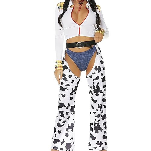 Forplay Women's Cowgirl Movie Character Costume 3-Piece Halloween Outfit with Top, Panty and Chaps, Multicolor, L/XL | Amazon (US)