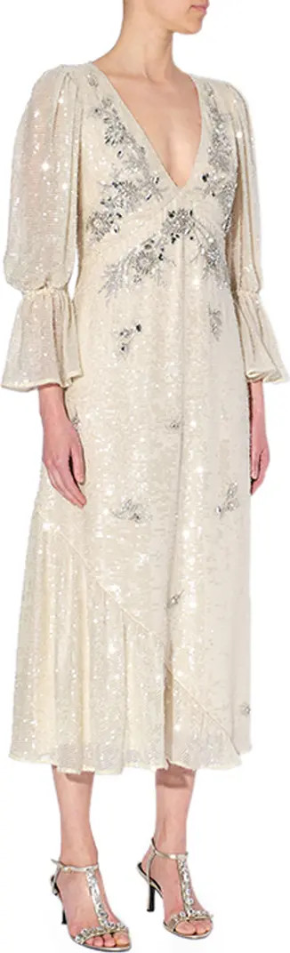 Erdem Eva Sequin Beaded Chiffon Midi Dress | Nordstrom | Nordstrom