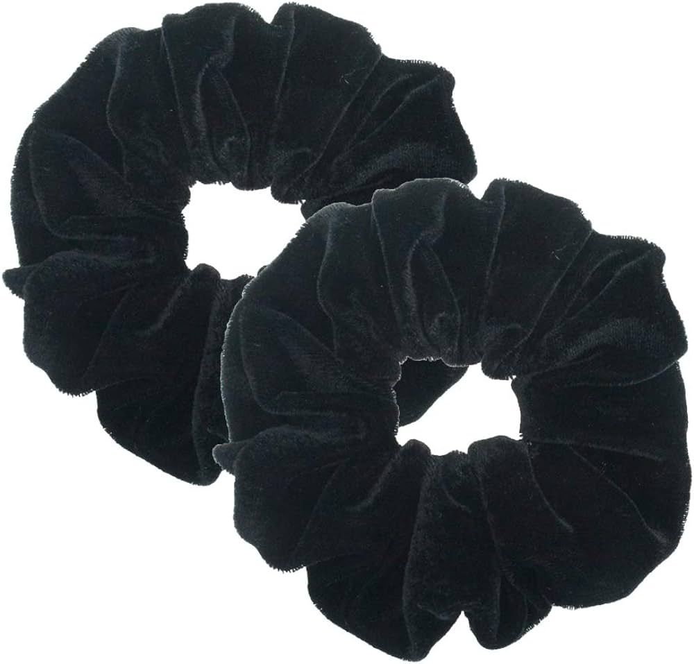 2 Pcs Black Color Large Size Scrunchies for Hair Women Hair Elastic Bands | Amazon (US)