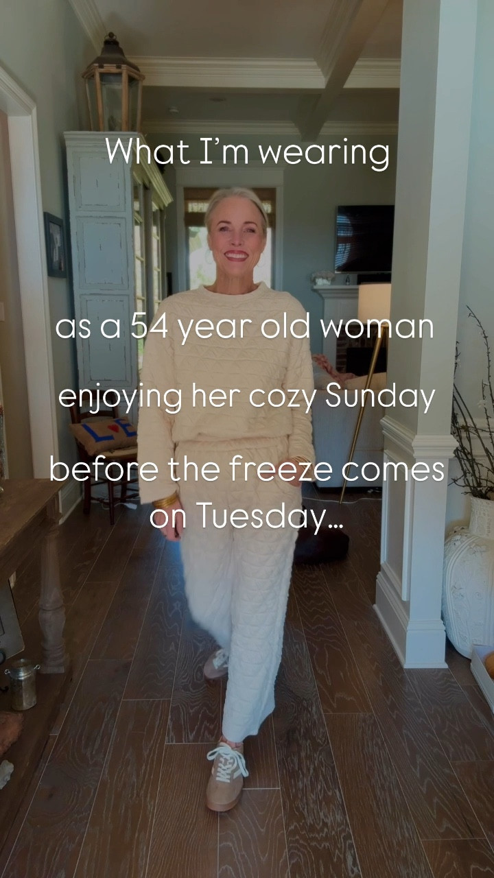 Cozy Sunday before the big freeze hits Louisiana and the rest of the South! ❄️ 

Can’t believe we’re getting record-breaking snow on Tuesday. I’m staying warm and comfy in this textured puffer two-piece set from Amazon. Y’all know I’ve shared this set in several colors before (you’ve loved them!), so here it is in this gorgeous cream color. I’m wearing a size medium, and it’s perfect for lounging or running last-minute errands before the cold!

Stay safe and warm during this winter storm—praying for minimal issues and sending love to everyone prepping for the freeze! 

#SundayCozy 
#WinterReady 
#AmazonFinds 
#MidlifeStyle
#affordablefashion
#outfitinspo
#laurenoggsgee
#over50style 
#lookalike
#shopltk
#ltkover50
#ltkover40
#lookforless
#getyourcolonoscopy


#LTKFindsUnder50 #LTKWatchNow #LTKSeasonal