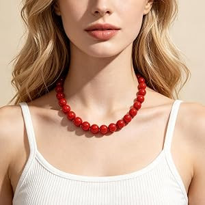Chunky Beaded Necklace for Women 16mm Round Bead Resin Modern Statement Necklace Jewelry Accessor... | Amazon (US)