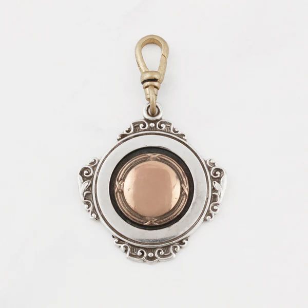 Antique Sterling Silver and 12 Karat Rose Gold "Love is the Way" Medallion Charm | Lulu Frost