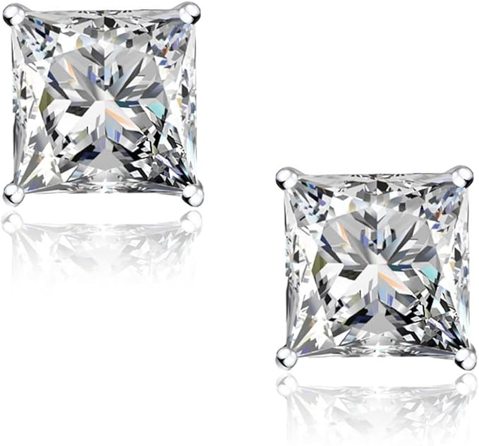 "STUNNING FLAME" Trillion-cut/Cushion-cut/Emerald-cut/Marquise-cut ... 18K White Gold Plated Ster... | Amazon (US)
