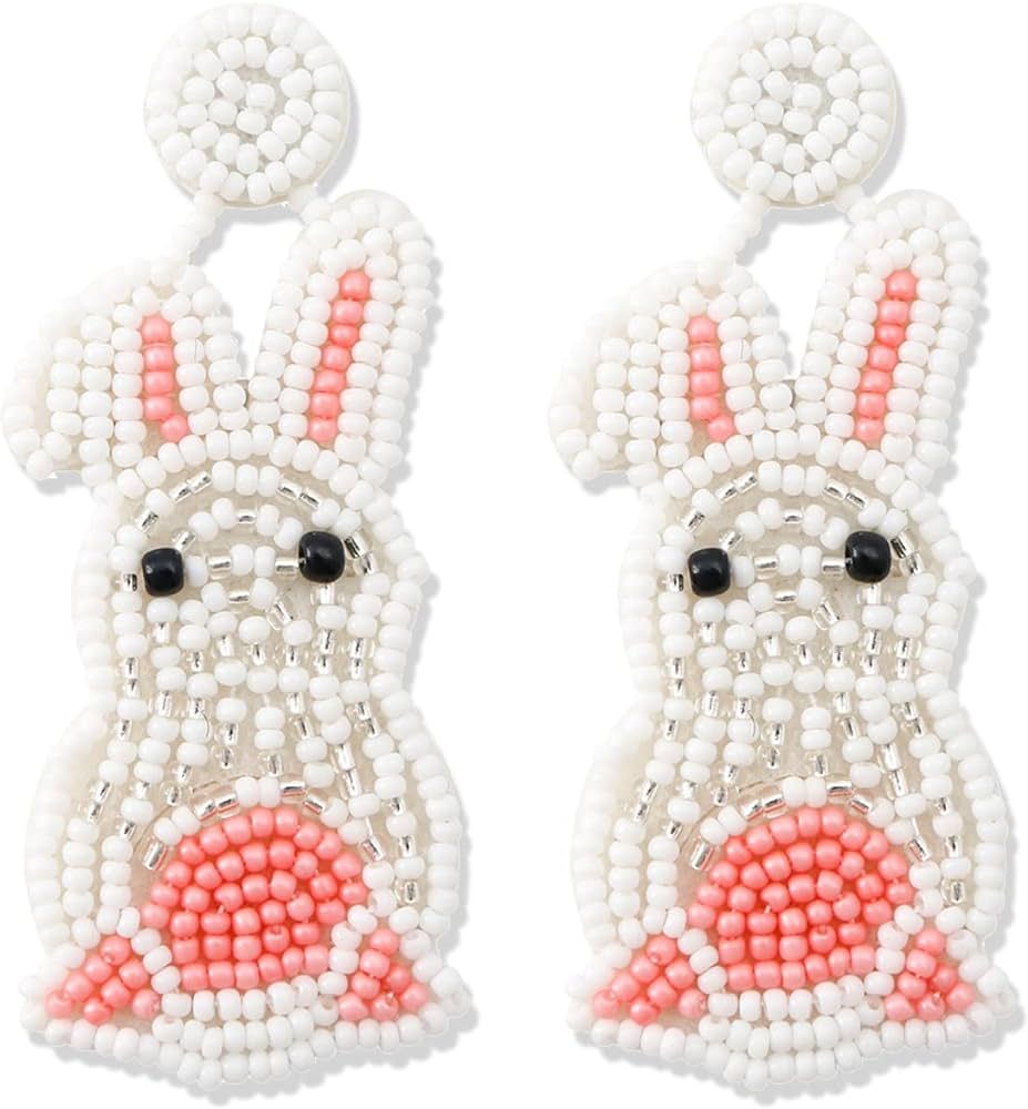 Beaded Easter Earrings for Women Girls Dangling Cute Rabbit Egg Earrings Easter Gifts for Women F... | Amazon (US)